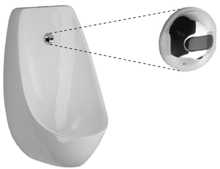 DOMINO urinal with infrared flushing unit