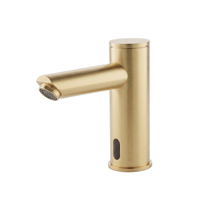 Smart touchless electronic faucet with long spout, matte gold PVD finish for modern sink