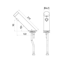 Dimensions of the AKWA automatic tap with integrated battery