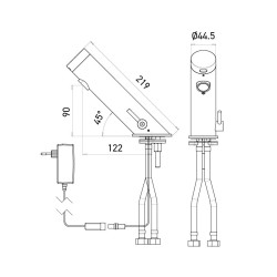 Dimensions of the AKWA Automatic Electronic Mixer Connected to Mains Dimensions of the AKWA Automatic Electronic Mixer Connected to Mains