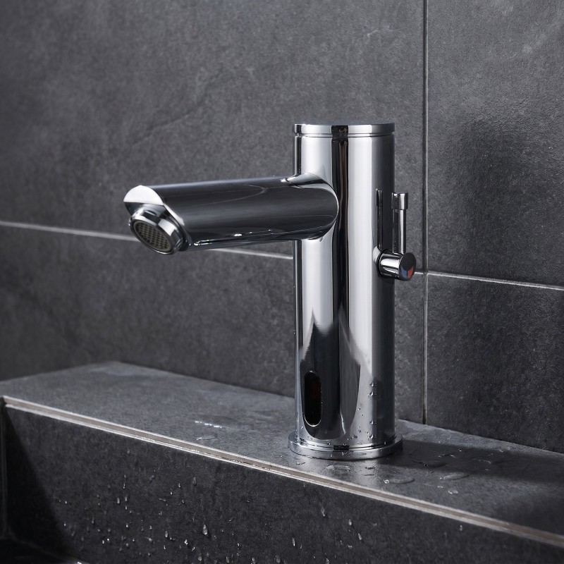 SMART electronic mixer tap for communal facilities with extended spout SMART electronic mixer tap for communal facilities with extended spout