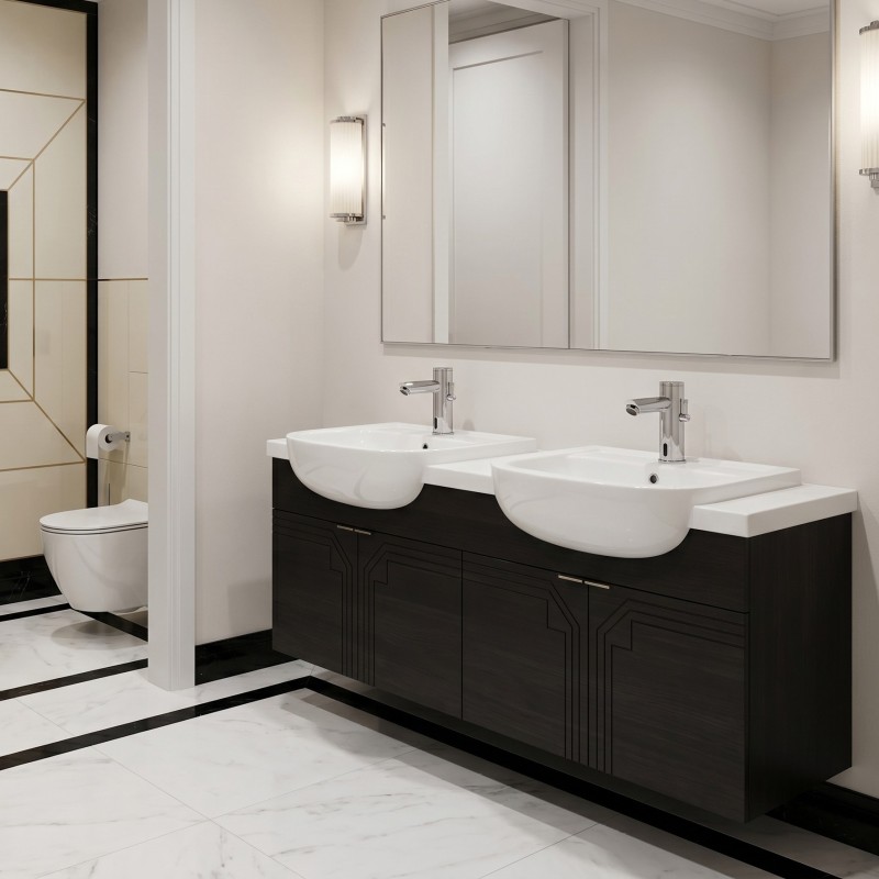SMART sleek faucet with long spout, touchless design for washbasins and toilet areas SMART sleek faucet with long spout, touchless design for washbasins and toilet areas