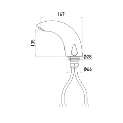 Dimensions of the sensor mixer tap SUPREME, built-in battery version