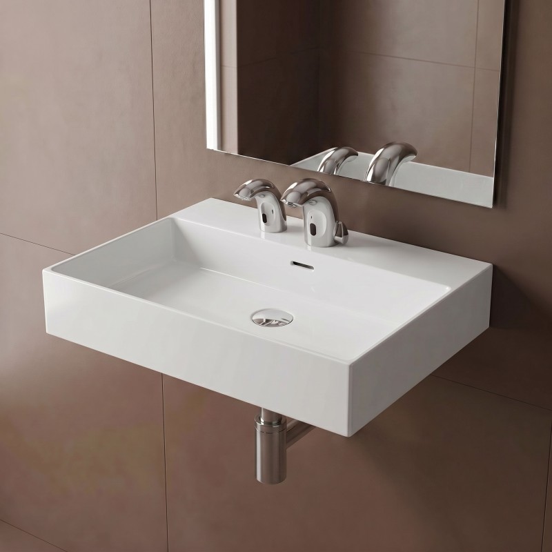 Distributeur sans contact savon SUPREME sur lavabo, forme courbe élégante et fluide Distributeur sans contact savon SUPREME sur lavabo, forme courbe élégante et fluide