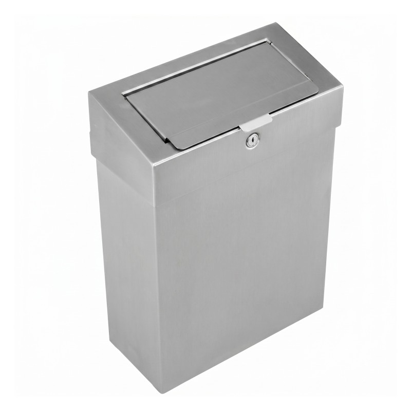 Stainless steel feminine hygiene bin, lid with sanitary aperture Stainless steel feminine hygiene bin, lid with sanitary aperture