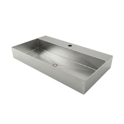 Lavamanos de bordes finos en acero inoxidable FINEO diseño rectangular, fijación suspendida o sobre encimera
