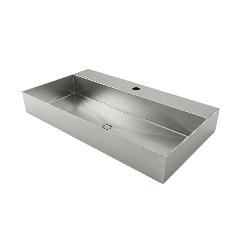 Lavabo à bord fin inox FINEO design rectangulaire, fixation suspendue ou à poser sur plan