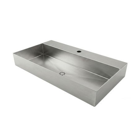 Lavabo à bord fin inox FINEO design rectangulaire, fixation suspendue ou à poser sur plan