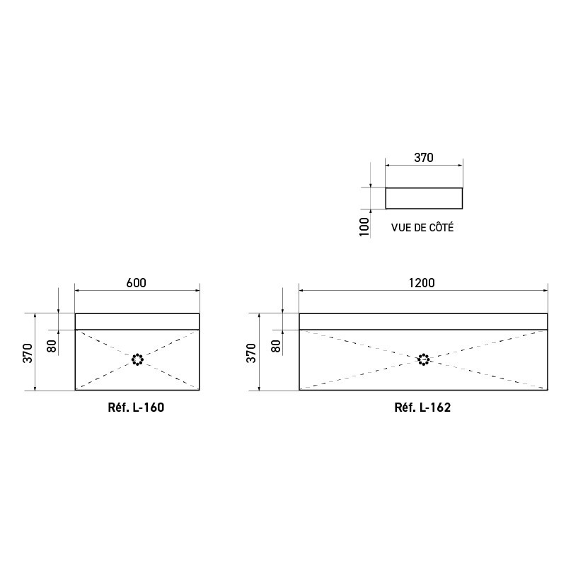 Dimensions lavabo inox bord fin FINEO