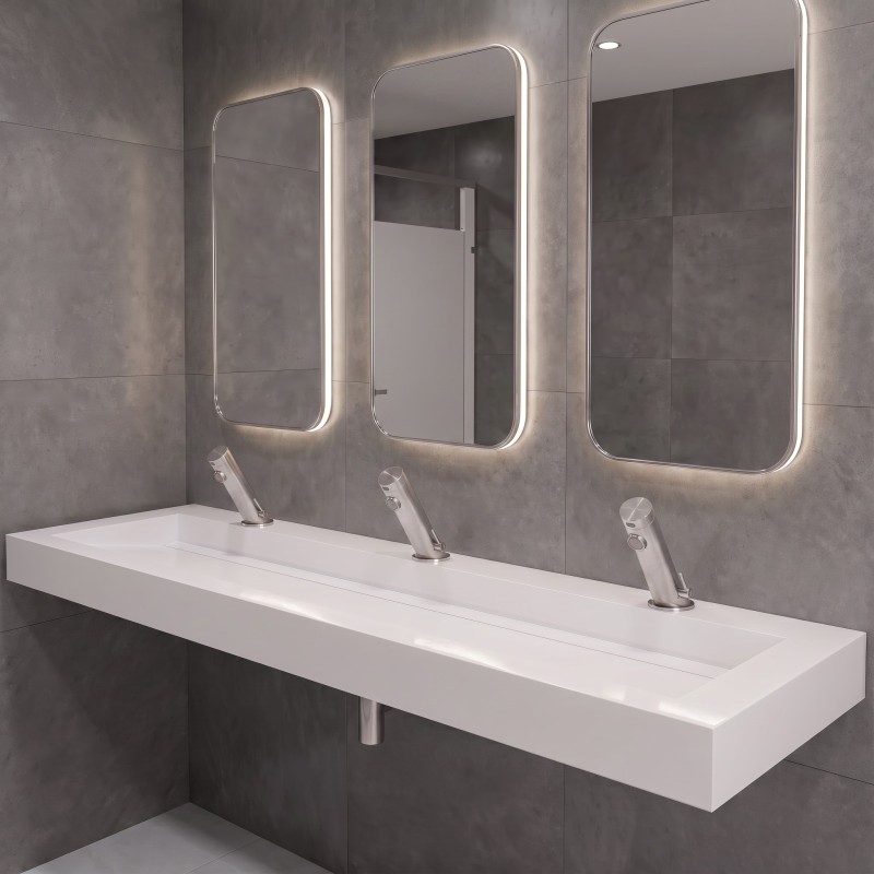 AKWA automatic stainless steel mixer tap for shared washbasin in toilet facilities