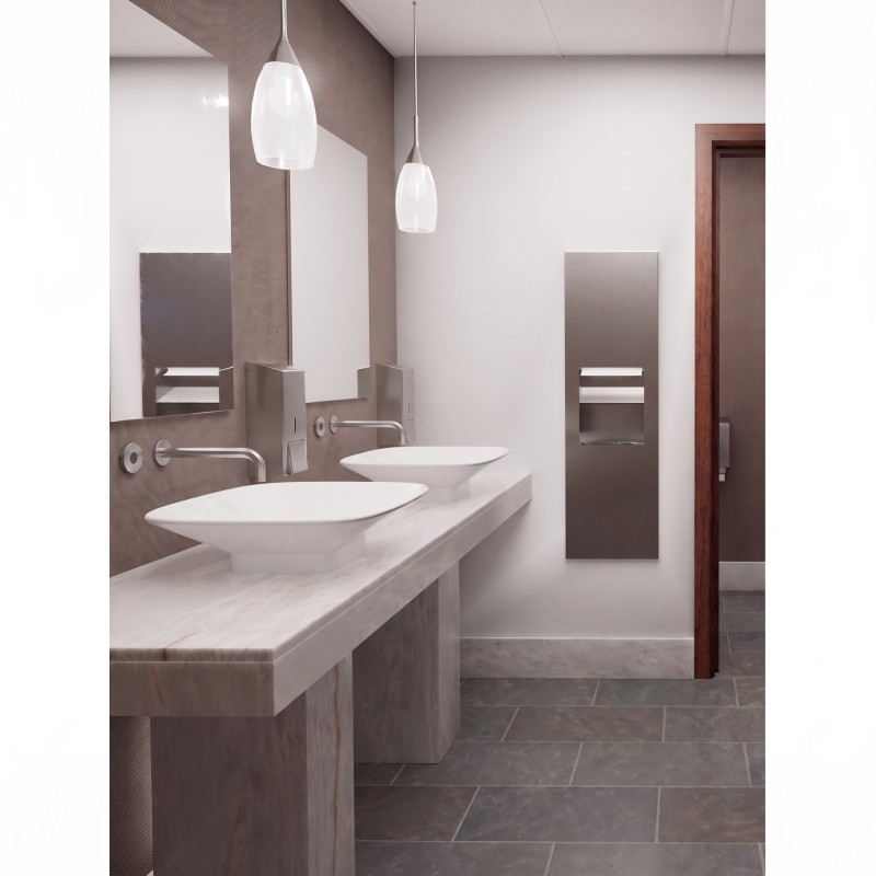 SLIM recessed stainless steel hand towel paper dispenser and bin unit for public facilities SLIM recessed stainless steel hand towel paper dispenser and bin unit for public facilities