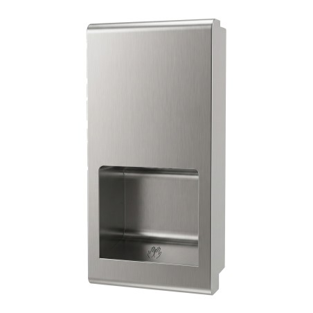 Sèche-mains électrique semi-encastré inox pour collectivités, antivandalisme et gain de place