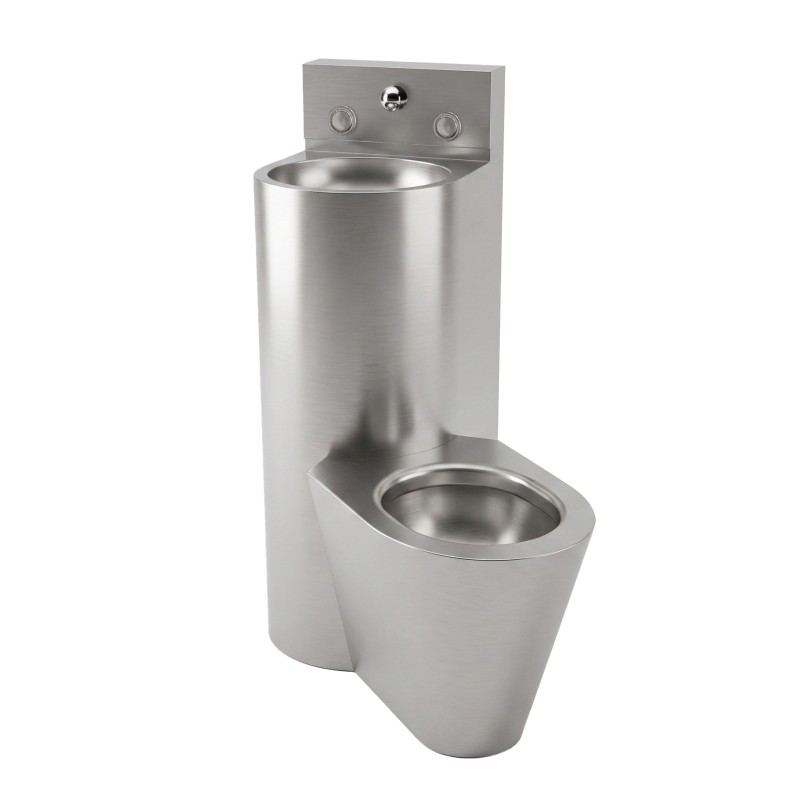 Vandal-proof and anti-ligature stainless steel combined WC and sink for prisons, psychiatric hospitals, courts, etc. Vandal-proof and anti-ligature stainless steel combined WC and sink for prisons, psychiatric hospitals, courts, etc.