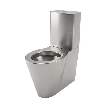 Inodoro monobloc OPTIMA de suelo en acero inoxidable AISI 304 cepillado para baños colectivos