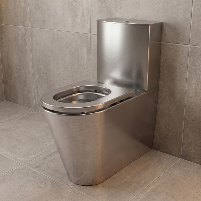 WC inox surélevé ULTIMA à poser avec réservoir et abattant inox, adapté PMR WC inox surélevé ULTIMA à poser avec réservoir et abattant inox, adapté PMR