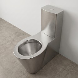 Inodoro elevado OPTIMA para personas con movilidad reducida en acero inoxidable cepillado con diseño contemporáneo