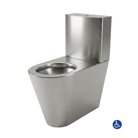 Inodoro monobloc de acero inoxidable ULTIMA elevado de suelo para personas con movilidad reducida, con cisterna de acero inoxida
