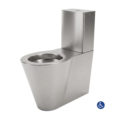 WC inox OPTIMA monobloc surélevé à poser pour PMR avec réservoir en inox brossé