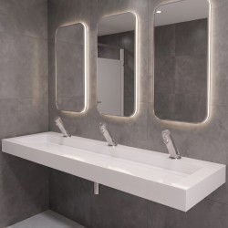 Mitigeur automatique inox AKWA pour lavabo collectif dans espaces toilettes