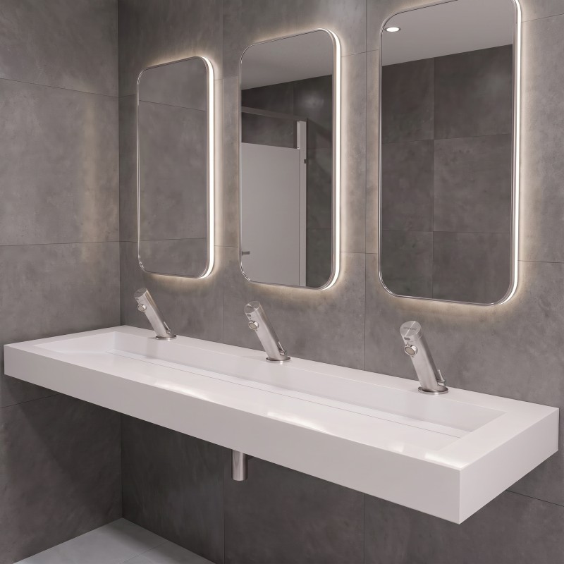 Stainless steel automatic faucet AKWA for shared sink in restrooms Stainless steel automatic faucet AKWA for shared sink in restrooms