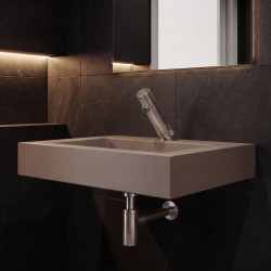 Robinet mitigeur électronique inox brossé AKWA pour lavabo, assurant l'hygiène des mains sans contact