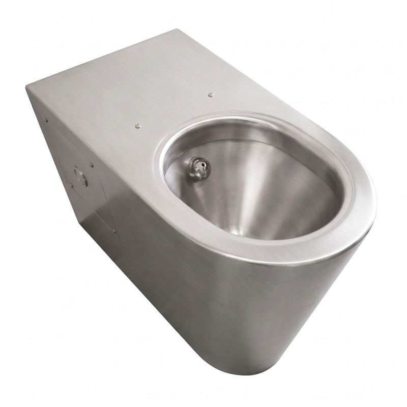 WC inox avec douchette intégrée pour site exposé au vandalisme