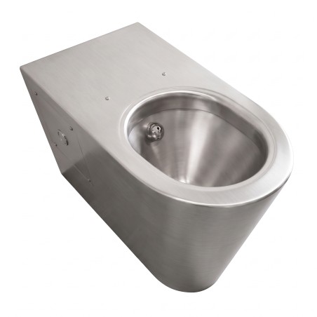 WC inox avec douchette intégrée pour site exposé au vandalisme