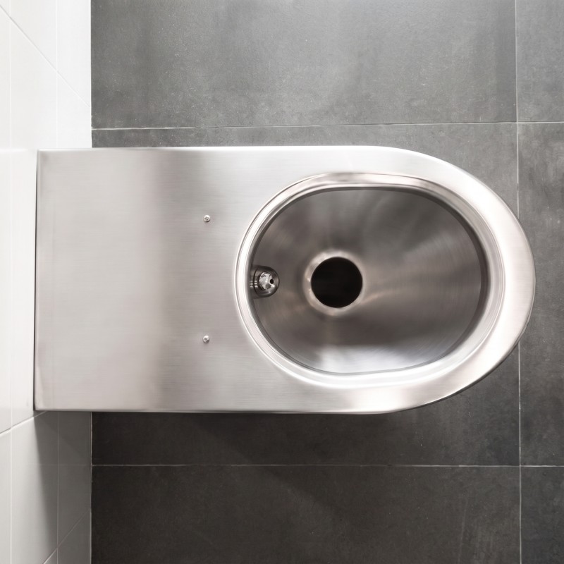 WC à poser inox avec douchette hygiénique intégrée