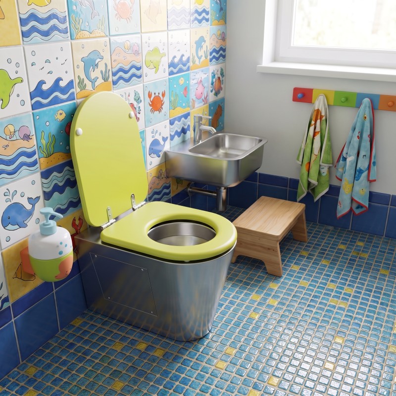 Cuvette WC inox pour école maternelle Cuvette WC inox pour école maternelle