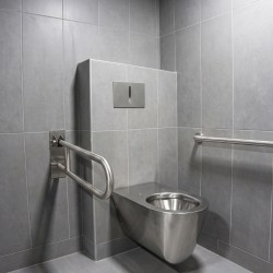 Bâti-support WC PMR avec déclenchement sans contact et plaque inox 2 mm antivandalisme Bâti-support WC PMR avec déclenchement sans contact et plaque inox 2 mm antivandalisme