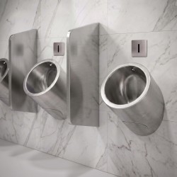 Bâti-support urinoir I-CARO avec plaque de déclenchement sans contact en inox brossé