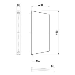 Stainless steel urinal separator URIDO dimensions: L 80 × D 400 × H 950 mm