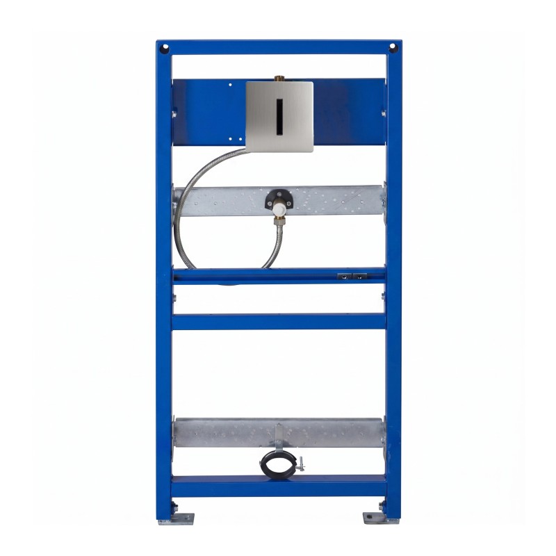 Bâti-support urinoir avec robinet électronique I-CARO intégré en inox brossé