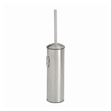 LUSI cylindrical stainless steel brushed toilet brush set floor or wall mounted
