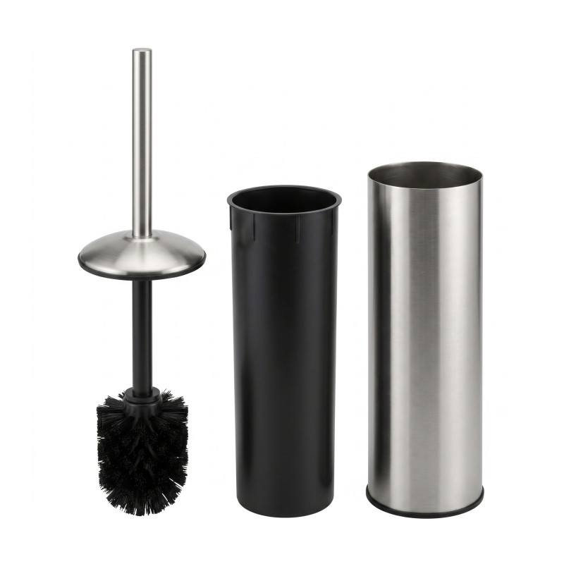 Soporte para escobilla de inodoro acero inoxidable robusto con cepillo negro y depósito desmontable