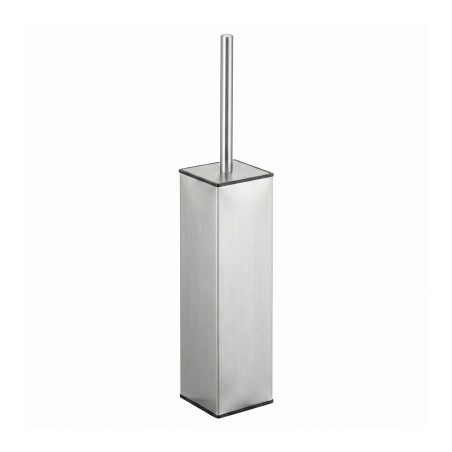 Porte-balayette WC carré en inox brossé, mural ou à poser