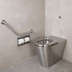 Taza WC de acero inox elevada con opción asiento inox Taza WC de acero inox elevada con opción asiento inox