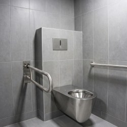 WC support frame for accessibility with contactless flush and 2mm vandal-proof stainless steel plate WC support frame for accessibility with contactless flush and 2mm vandal-proof stainless steel plate