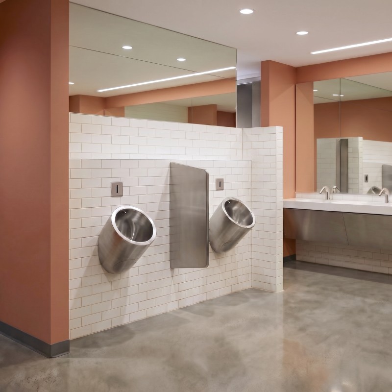 Vandal-resistant stainless steel urinal for public facilities