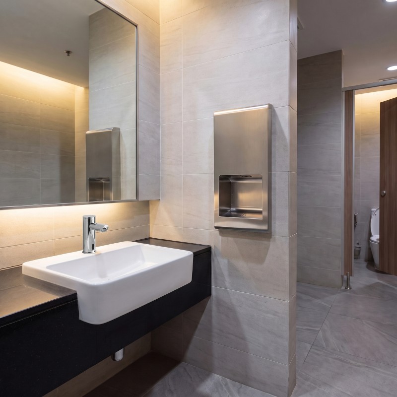Stainless Steel Recessed Electric Hand Dryer, Minimalist, Durable, Vandal-Resistant