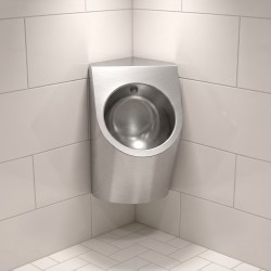 Corner stainless steel compact urinal avec concealed supply and drain Corner stainless steel compact urinal avec concealed supply and drain