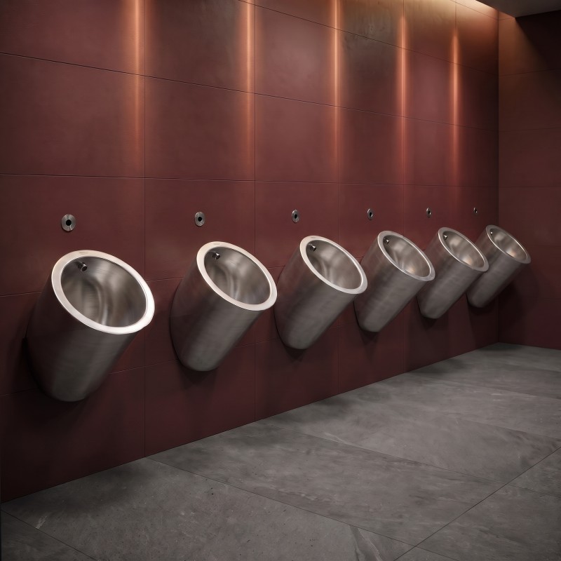 Urinario hombre antivandalismo URI-ONE TC en inox cepillado diseño cilíndrico