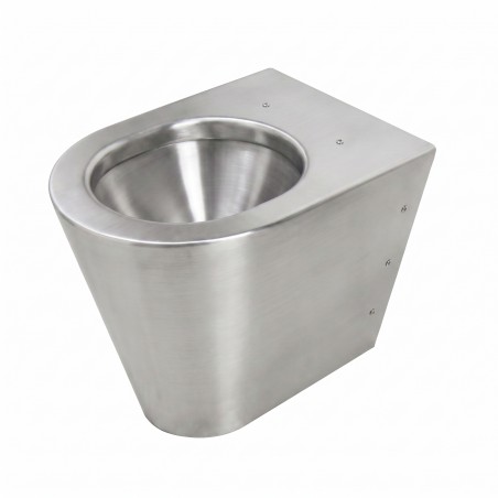 Toilet bowl PRIMA brushed stainless steel with horizontal outlet