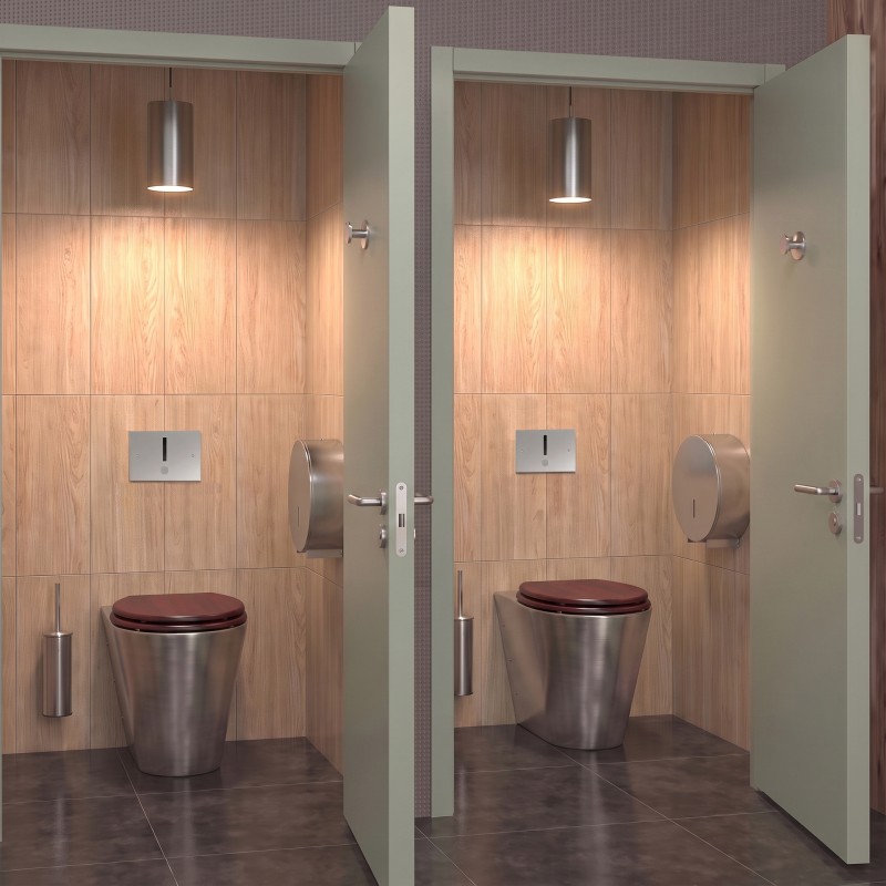 Compact stainless steel floor-mounted toilet PRIMA for shared facilities