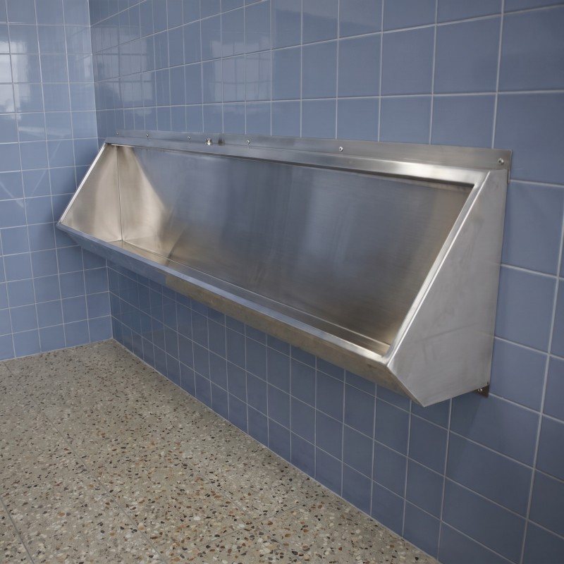Urinoir suspendu inox collectif pour stades, écoles, bars et lieux publics