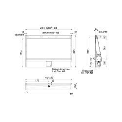 Dimensions stalle urinoir inox sur pied à rinçage automatique intégré Dimensions stalle urinoir inox sur pied à rinçage automatique intégré