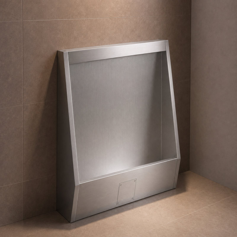 Vandal-resistant stainless steel urinal stall for stadiums, schools and public restrooms Vandal-resistant stainless steel urinal stall for stadiums, schools and public restrooms