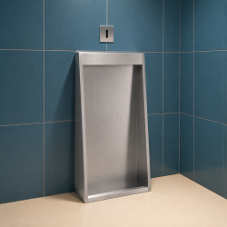 Urinoir au sol inox encastrée pour sanitaires collectifs
