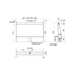 Dimensions stalle urinoir inox sur pied URPX