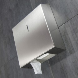 Maxi Jumbo toilet paper dispenser, brushed stainless steel, vandal-resistant, for facilities
